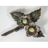 A Charles Horner silver brooch with leaf & floral