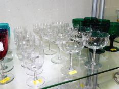 Eight Victorian ribbed champagne glasses 4.375in h