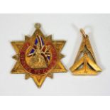 Two pieces of Masonic ware, one being a enameled m