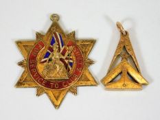 Two pieces of Masonic ware, one being a enameled m