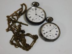 Two silver pocket watches, both a/f twinned with t