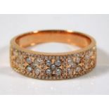 An 18ct French rose gold ring set with diamonds 5g