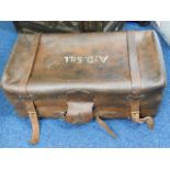 An antique leather steamer trunk