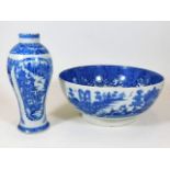 A 19thC. pearlware vase twinned with similar bowl,