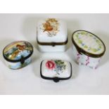 Four French porcelain snuff boxes