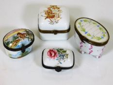 Four French porcelain snuff boxes