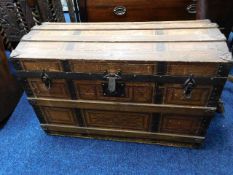 A 19thC. metal bound domed top chest