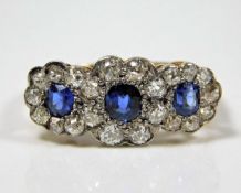 An Edwardian 18ct gold sapphire & diamond ring 3g