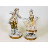 A pair of antique porcelain Sitzendorf figurines a