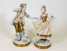A pair of antique porcelain Sitzendorf figurines a