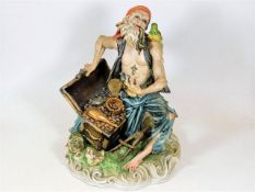 A large Capodimonte figure group of pirate with tr