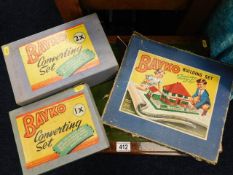 A selection of boxed Bayko building sets & extensi