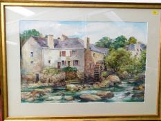 A framed Frank McNichol watercolour of Cornish wat