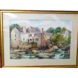 A framed Frank McNichol watercolour of Cornish wat