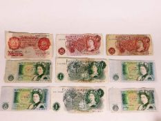 A quantity of nine British bank notes