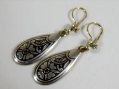 A pair of Russian 0.925 silver gilt backed earring