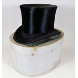 An antique gentleman's top hat with box, size 6 7/