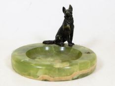 An art deco bronze German Shepherd dog mounted on