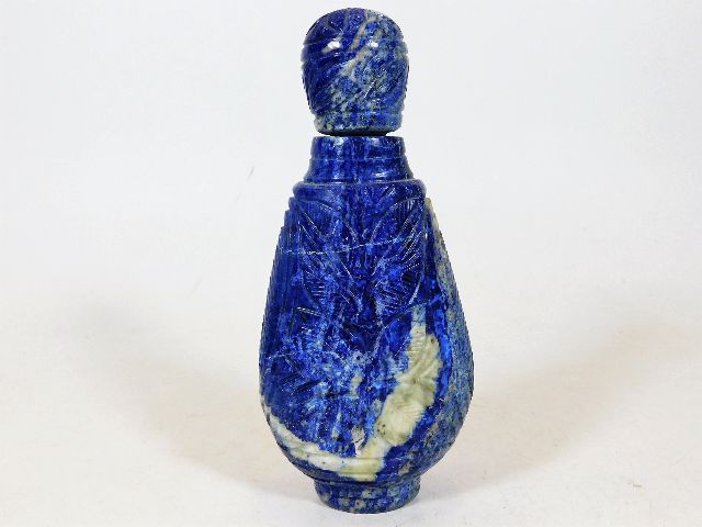 A carved Lapis Lazuli scent bottle 6.25in