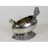 A silver plated sugar bowl with chick finial