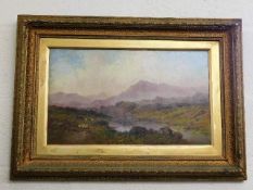 A gilt framed moorland oil of Noel Siabod from the