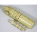 An early 20thC. Oriental carved ivory needle case
