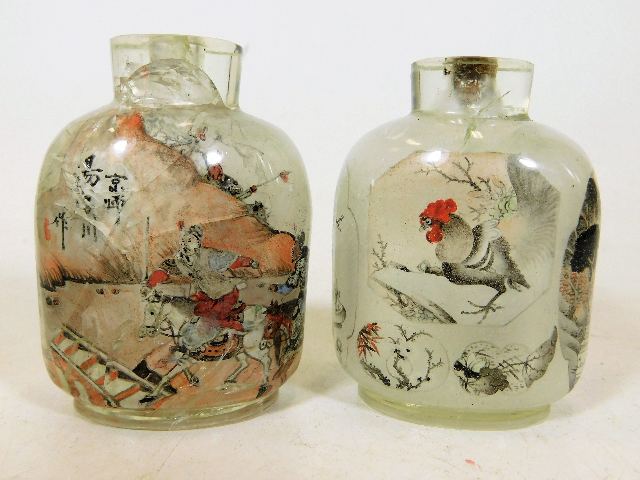 Two Japanese internally painted snuff bottles