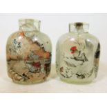 Two Japanese internally painted snuff bottles