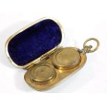 An antique velvet lined gilt sovereign holder