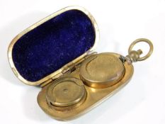 An antique velvet lined gilt sovereign holder