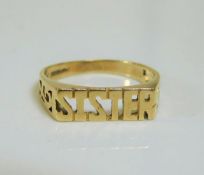 A 9ct gold SISTER ring