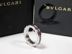 An 18ct gold Bvlgari pink tourmaline designer ring