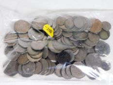 A large bag of white metal coinage
