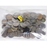 A large bag of white metal coinage