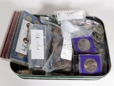 A boxed quantity of mixed coinage including copper