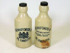 Two Dennifords of Plymouth stoneware ginger beer b