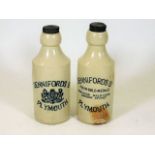 Two Dennifords of Plymouth stoneware ginger beer b