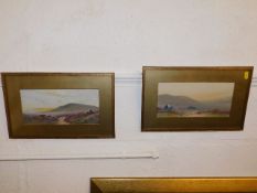 Two gilt framed R. D. Sherrin watercolours of moor