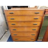An oak chest of six drawers made by Cornish shipwr