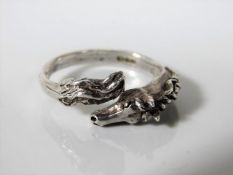 A hallmarked silver horse ring