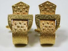 A pair of 9ct gold buckle cufflinks maker SS datem