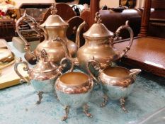 A large silver plated tea & coffee service