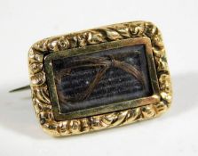A 19thC. yellow metal (tests as gold) mourning bro