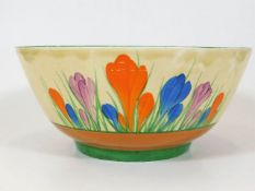 A Clarice Cliff Bizarre crocus design bowl 8.125in