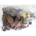 A large bag of copper coinage