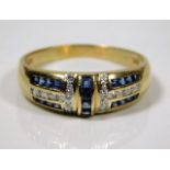 A 14ct gold sapphire & diamond ring 4.2g size S