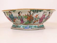 A 19thC. Chinese polychrome famille rose bowl, rep