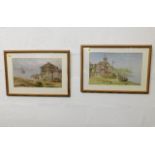 A pair of framed R. Hodgess watercolours of coasta