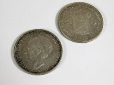 Two silver early 20thC. Dutch 2 1/2 guilders