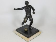 A 1930's art deco heavy bronze footballer figure 9